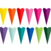 Schultüten, Zierkante, 14cm hoch, Ø 6cm, Deko-Karton, verschiedene Farben, 12 Stück