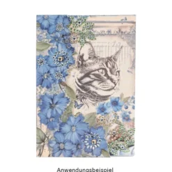 Selbstklebende Stoffe, Katzen, DIN A4, verschiedene Designs, 10 Stück