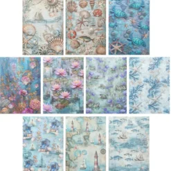 Selbstklebende Stoffe, Maritim 2, DIN A4, verschiedene Designs, 10 Stück