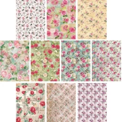 Selbstklebende Stoffe, Rosen, DIN A4, verschiedene Designs, 10 Stück