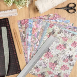 Selbstklebende Stoffe, Vögel & Schmetterlinge, DIN A4, versch. Designs, 10 Stück