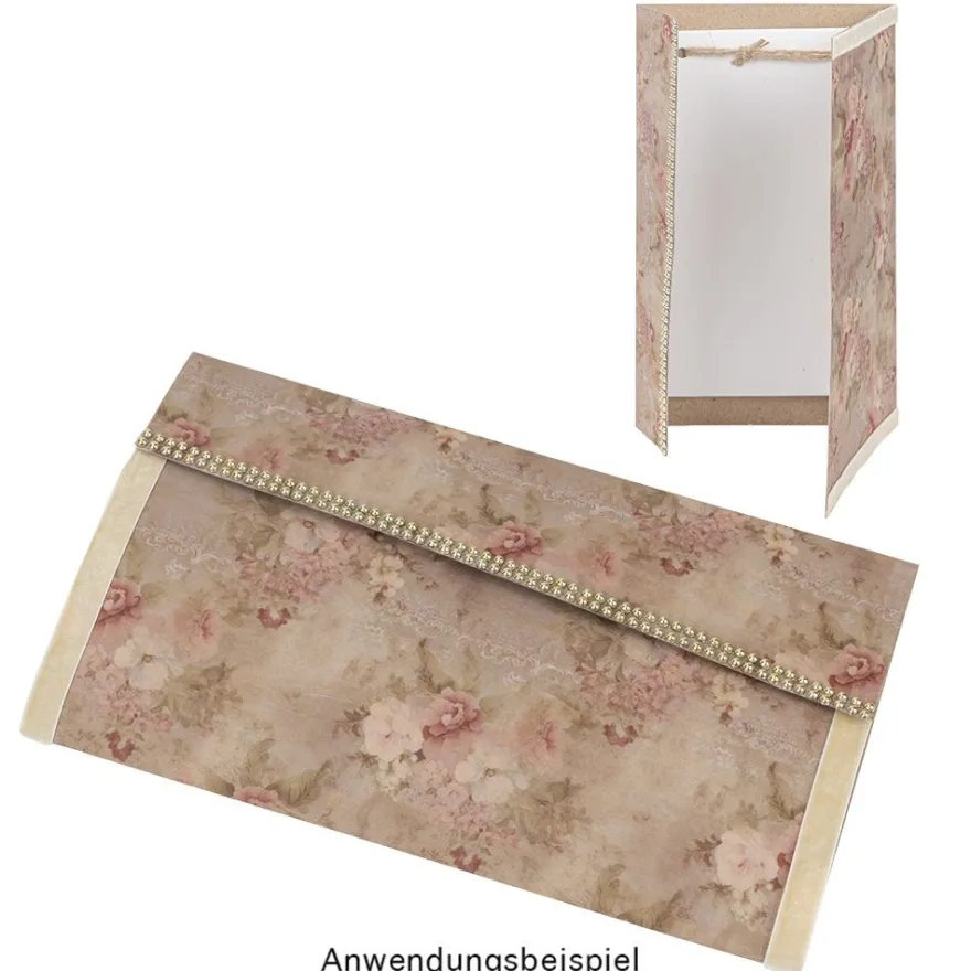 Selbstklebende Stoffe, Vintage-Blumen, DIN A4, verschiedene Designs, 10 Stück