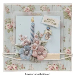Selbstklebende Stoffe, Vintage-Blumen, DIN A4, verschiedene Designs, 10 Stück