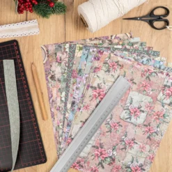 Selbstklebende Stoffe, Weihnachtsfloristik 1, DIN A4, verschiedene Designs, 10 Stück