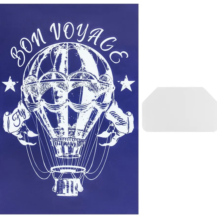 Siebdruckschablone Ballon, Bon Voyage, 32,5cm x 22,5cm, selbstklebend, inkl. Rakel