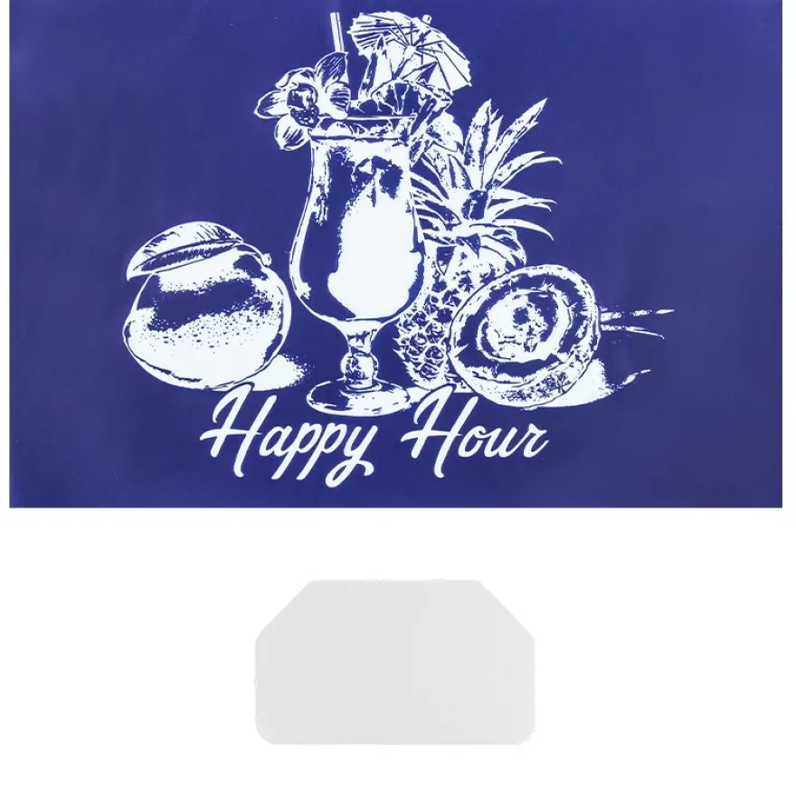 Siebdruckschablone Cocktail, Happy Hour, 32,5cm x 22,5cm, selbstklebend, inkl. Rakel
