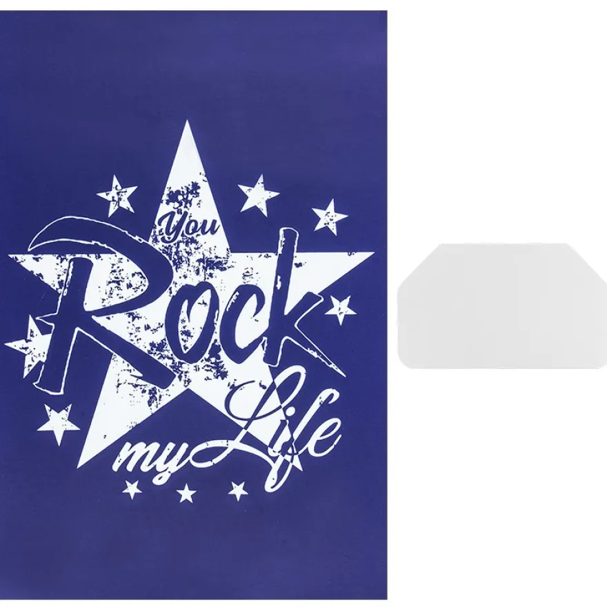 Siebdruckschablone Stern, Rock my Life, 32,5cm x 22,5cm, selbstklebend, inkl. Rakel