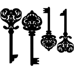 Silhouetten-Laser-Schablone, 26cm & 36cm, Schlüssel, 4 Stück