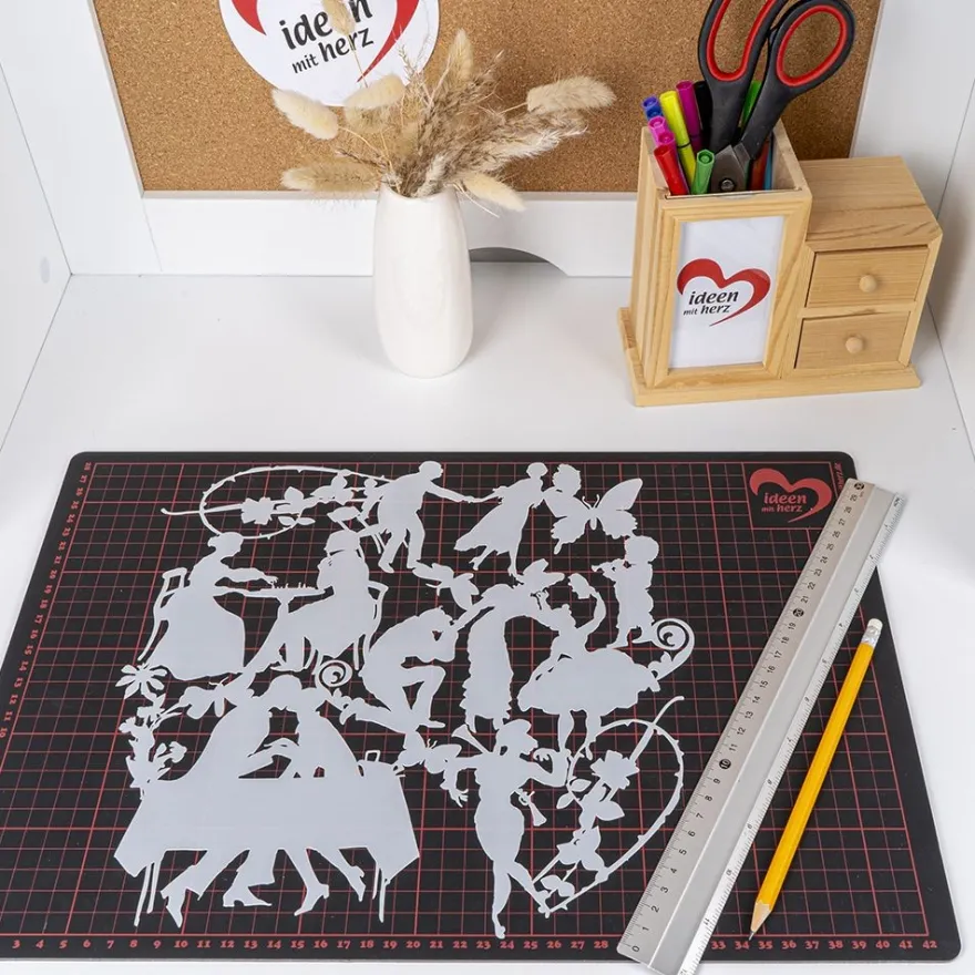 Silhouetten-Laser-Schablone, 28cm x 28cm, Romantik