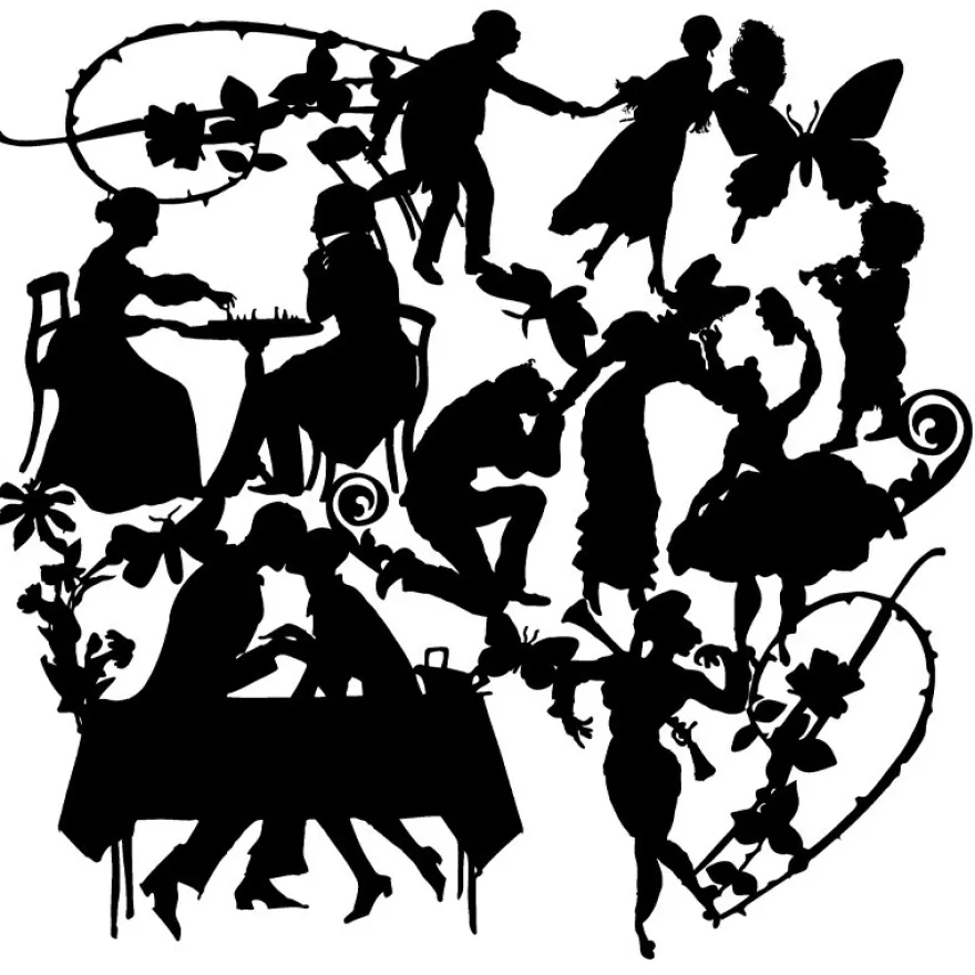 Silhouetten-Laser-Schablone, 28cm x 28cm, Romantik