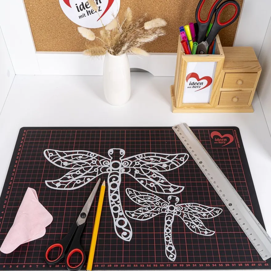 Silhouetten-Laser-Schablone, 27,9cm x 19,5cm & 16,9cm x 11,8cm, Libellen