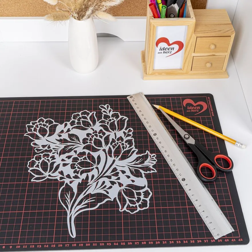 Silhouetten-Laser-Schablone, 24 cm, Blumen