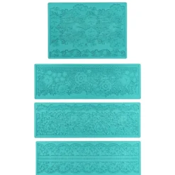 Silikon-Dekormatten, Design 61-64, 21cm x 15cm x 0,2cm & 30cm x 10cm x 0,2cm, 4 Stück