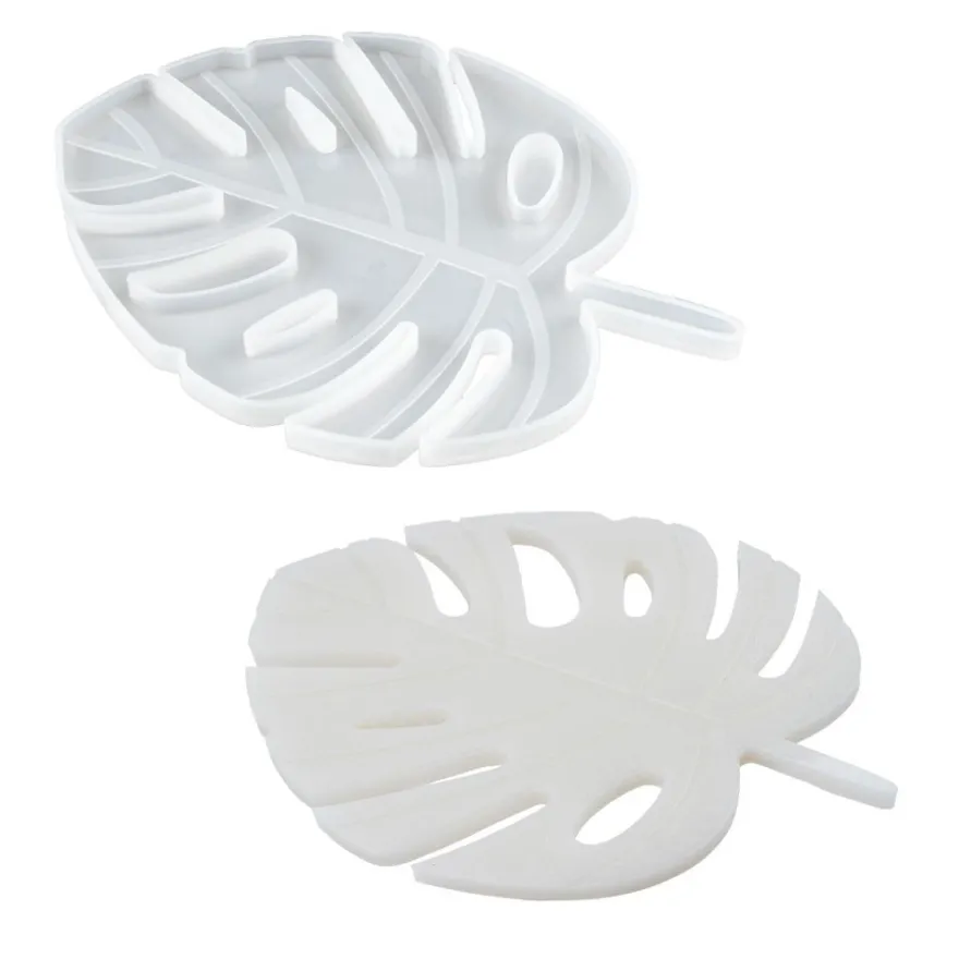 Silikonform, Blatt Monstera, 24,7cm x 17,2cm x 1cm, transluzent, lebensmittelecht