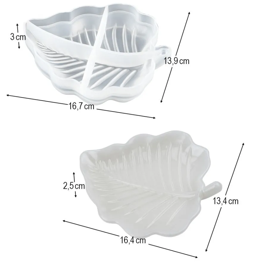 Silikonform, Blattschale 1, 16,7cm x 13,9cm x 3cm, transluzent, lebensmittelecht