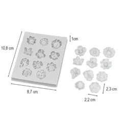 Silikonform, Blüten, 10,8cm x 8,7cm x 1cm, transluzent