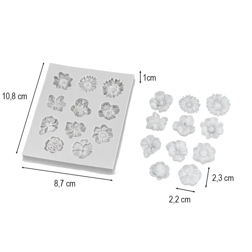Silikonform, Blüten, 10,8cm x 8,7cm x 1cm, transluzent