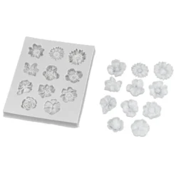 Silikonform, Blüten, 10,8cm x 8,7cm x 1cm, transluzent