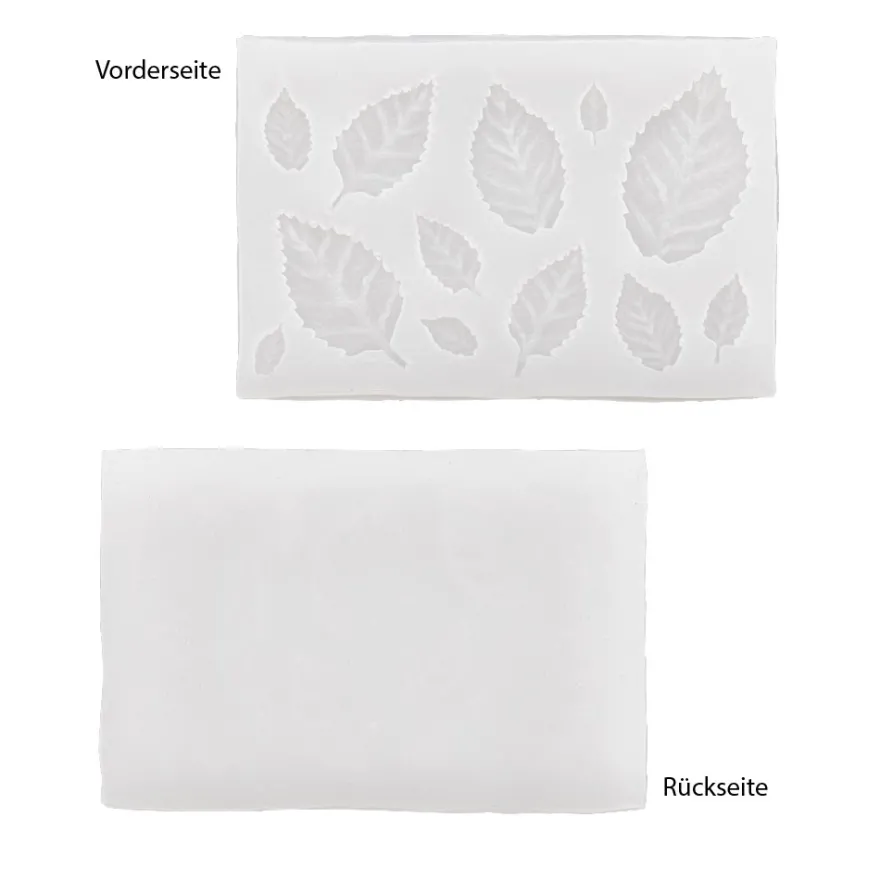 Silikonform, Blätter 1, 9,8cm x 0,5cm x 6,3cm, 12 Designs
