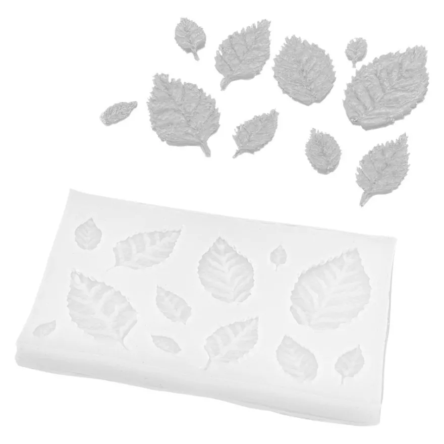 Silikonform, Blätter 1, 9,8cm x 0,5cm x 6,3cm, 12 Designs