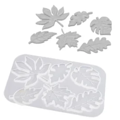 Silikonform, Blätter 2, 10,9cm x 0,4cm x 7,5cm, 6 Designs, lebensmittelecht