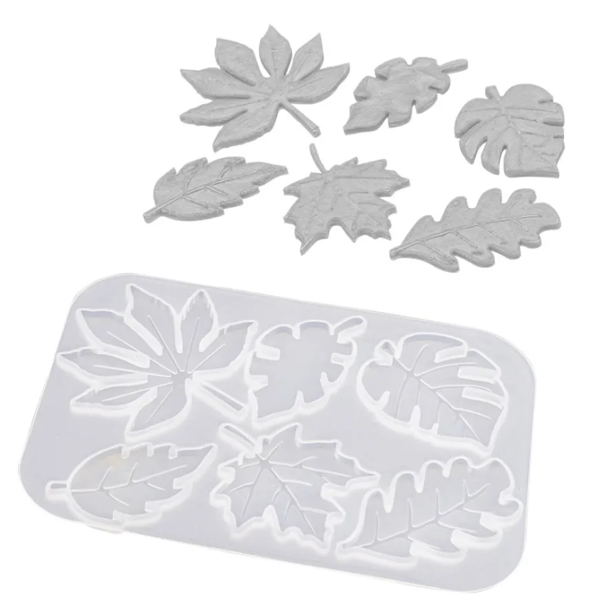 Silikonform, Blätter 2, 10,9cm x 0,4cm x 7,5cm, 6 Designs, lebensmittelecht