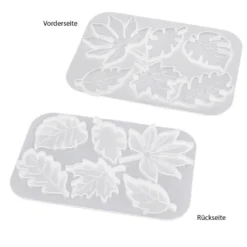 Silikonform, Blätter 2, 10,9cm x 0,4cm x 7,5cm, 6 Designs, lebensmittelecht