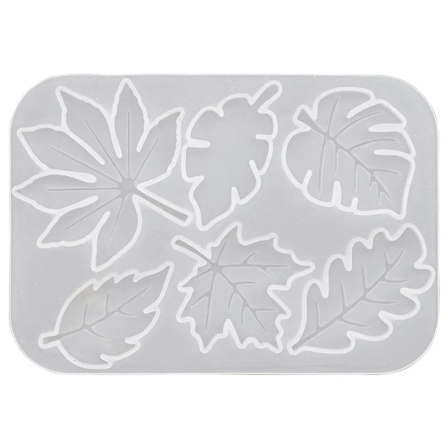 Silikonform, Blätter 2, 10,9cm x 0,4cm x 7,5cm, 6 Designs, lebensmittelecht