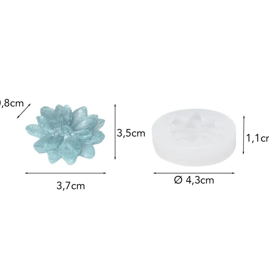 Silikonform Blume 1, Größe fertiges Objekt: 3,5cm x 3,7cm x 0,8cm
