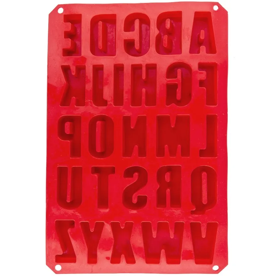 Silikonform, Buchstaben, A bis Z, Form 33,5cm x 22,5cm, 2,6cm hoch, 26 Buchstaben, Höhe je: 5,3cm
