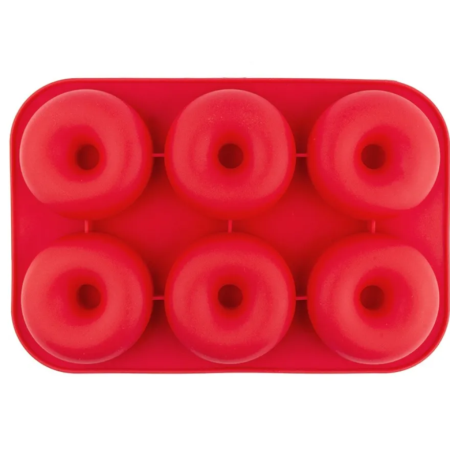 Silikonform, Donuts, Form: 28cm x 19cm, 3cm hoch, für 6 Donuts: je Ø 8cm