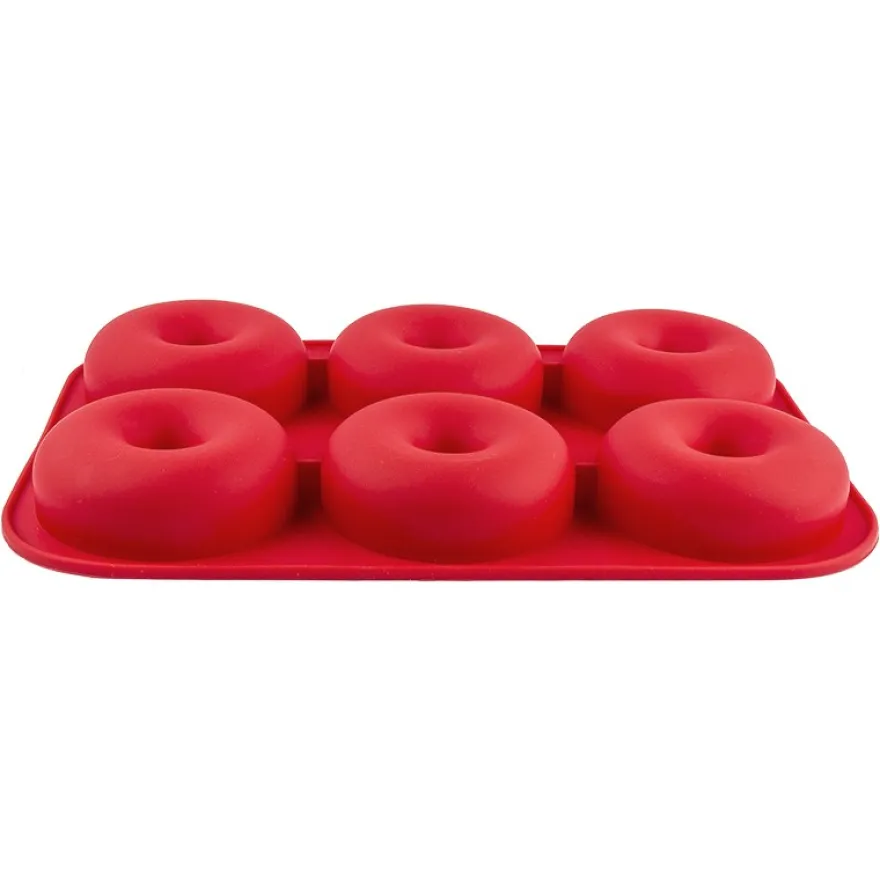 Silikonform, Donuts, Form: 28cm x 19cm, 3cm hoch, für 6 Donuts: je Ø 8cm