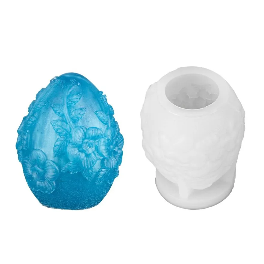 Silikonform Ei mit Blumenranken, Ø 6,4cm, 7,9cm hoch
