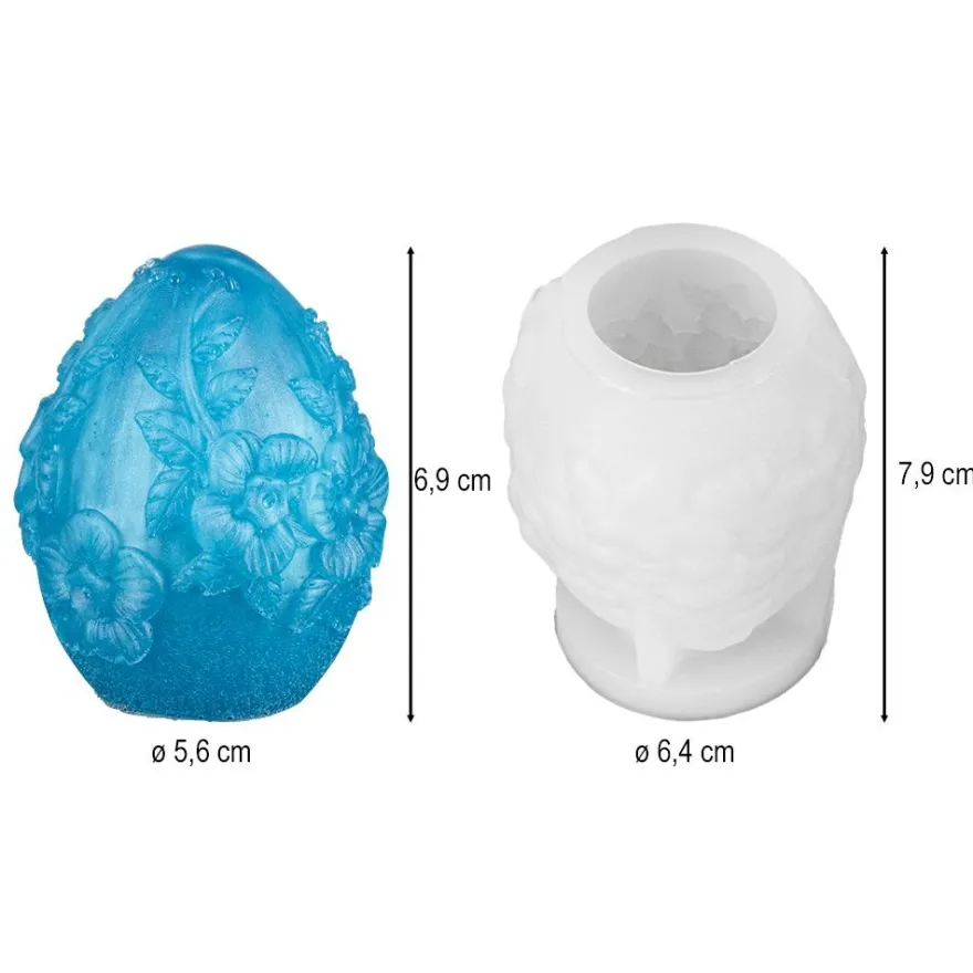 Silikonform Ei mit Blumenranken, Ø 6,4cm, 7,9cm hoch
