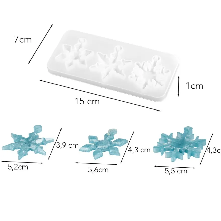 Silikonform Eiskristalle 2, 3 verschiedene Formen