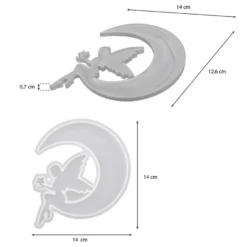 Silikonform, Elfe im Mond, 14,4cm x 1cm x 14cm, lebensmittelecht