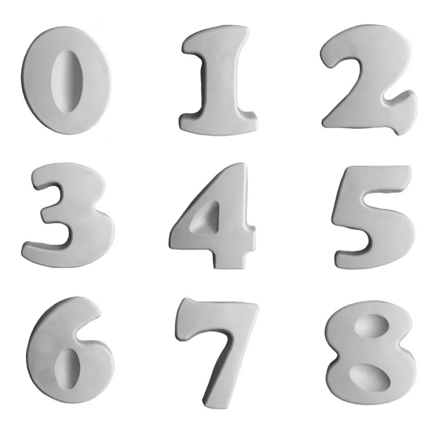 Silikonformen, Zahlen, 0 bis 8, 12,4cm - 17,5cm, 4,5cm hoch, 9 Stück