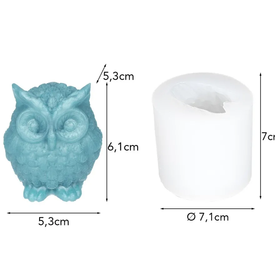 Silikonform Eule 2, Größe Figur: 6,1cm x 5,3cm x 5,3cm