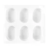 Silikonform für 6 Ovale in der Größe 6,4cm x 4,3cm x 2,7cm, mit abgeschrägter Kante