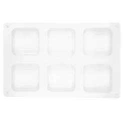 Silikonform für 6 Quadrate in der Größe 5,4cm x 5,4cm x 2,7cm, mit abgeschrägter Kante