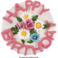 Silikonform, Happy Birthday, Ø 20cm, 5cm hoch