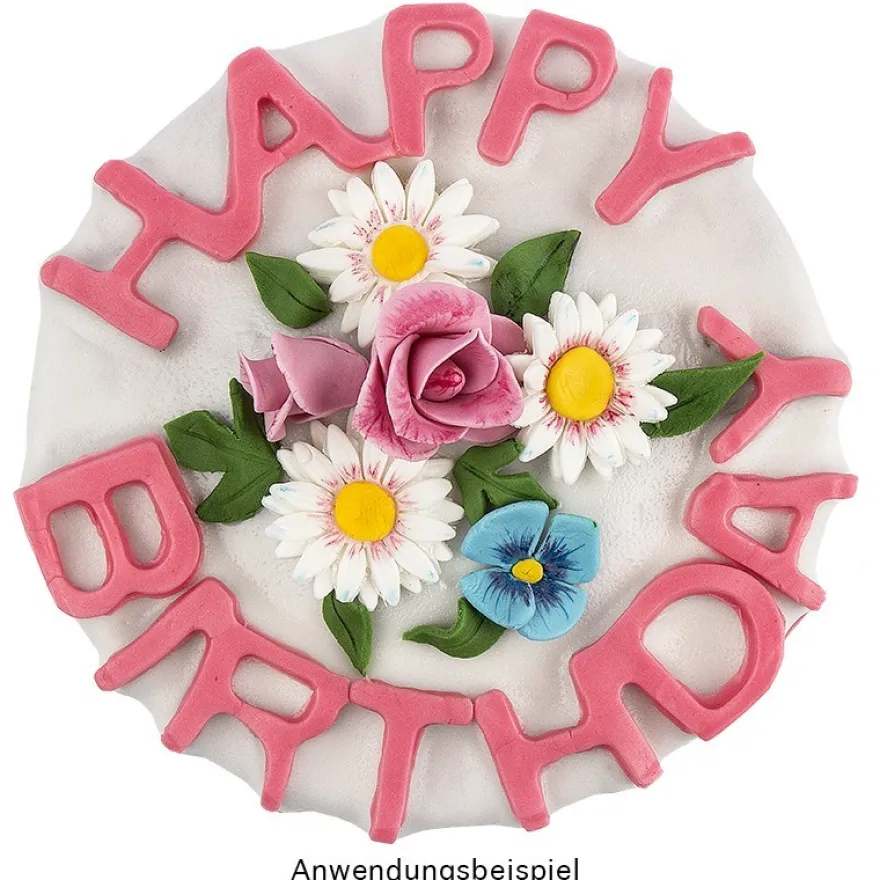 Silikonform, Happy Birthday, Ø 20cm, 5cm hoch