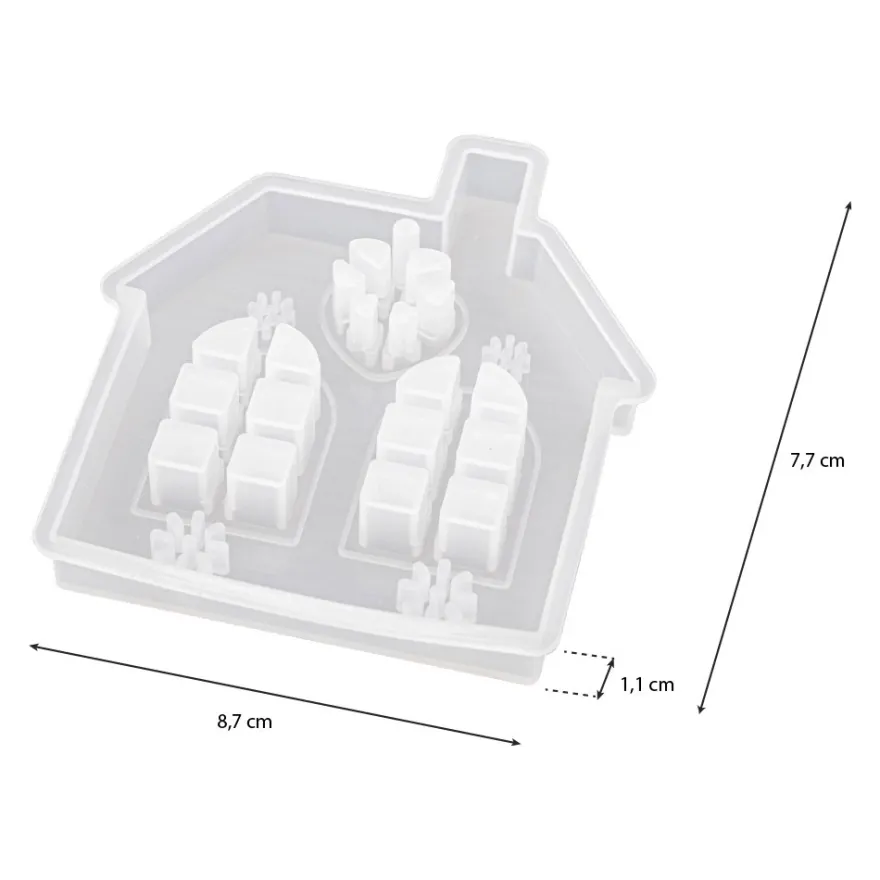 Silikonform, Haus, 7,7cm x 1,1cm x 8,7cm, lebensmittelecht