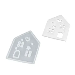 Silikonform, Haus mit Herz & Sternen, 9cm x 12cm x 0,7cm, transluzent, lebensmittelecht