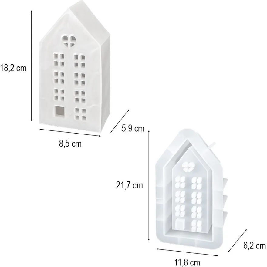 Silikonform, Haus stehend, groß, 11,8cm x 21,7cm x 6,2cm, transluzent, lebensmittelecht
