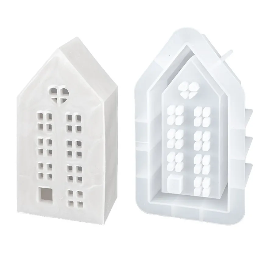 Silikonform, Haus stehend, groß, 11,8cm x 21,7cm x 6,2cm, transluzent, lebensmittelecht