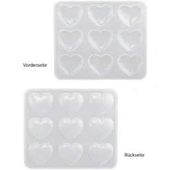 Silikonform, Herzen 3, 20,1cm x 1cm x 17,5cm, 9 Herzen, lebensmittelecht