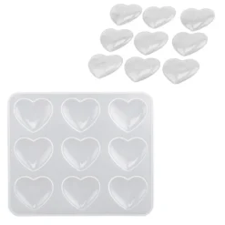 Silikonform, Herzen 3, 20,1cm x 1cm x 17,5cm, 9 Herzen, lebensmittelecht