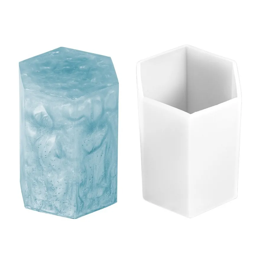 Silikonform Hexagon-Zylinder, Größe Objekt: 8,7cm x 6,4cm x 5,6cm