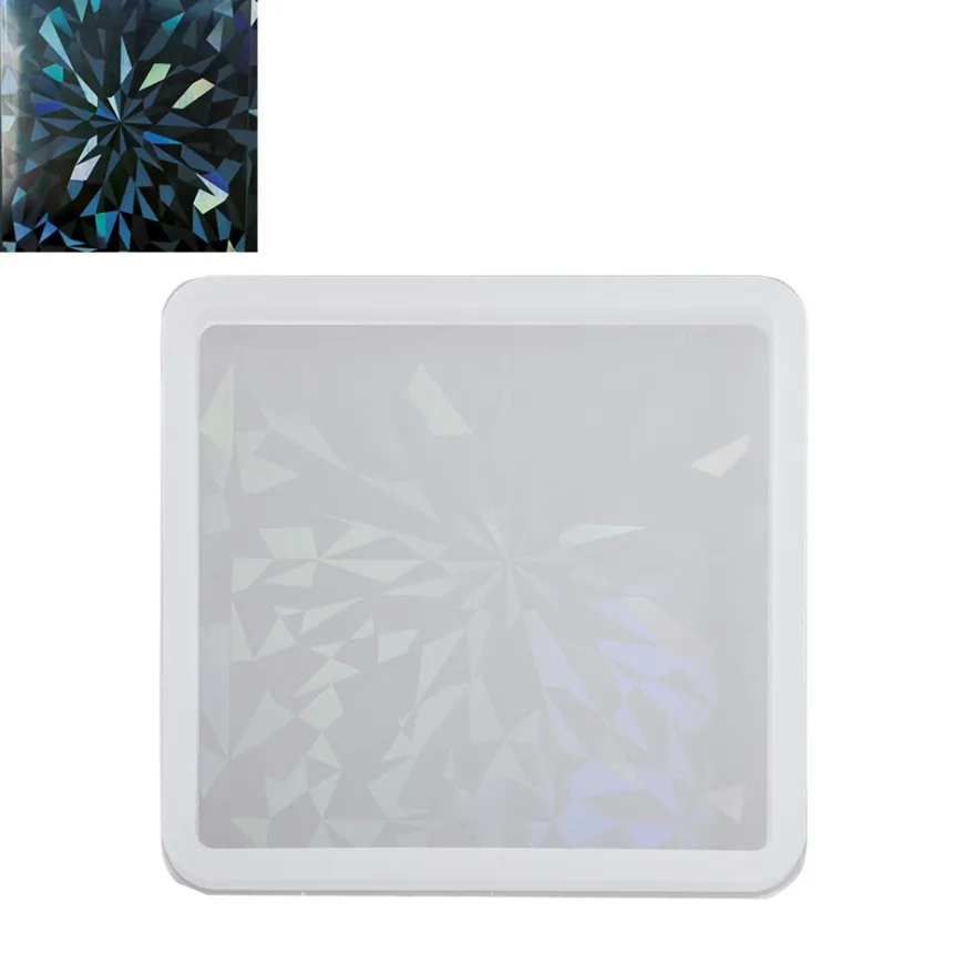 Silikonform, Holografie-Effekt, Quadrat, 9,6cm x 9,6cm x 1cm, lebensmittelecht